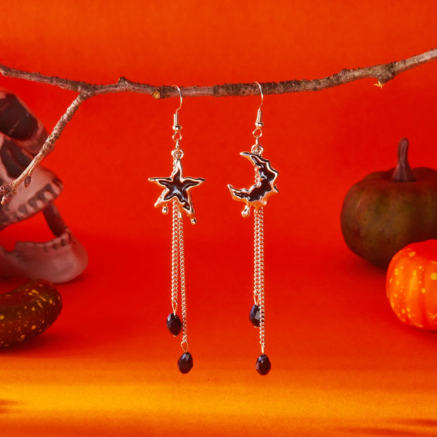 Klassische Gothic Vampir Fledermaus Ohrringe für Frauen Mann Vintage Schwarz Wassertropfen Kristall Fledermaus Anhänger Ohrringe Schmuck Zubehör – Detail 11