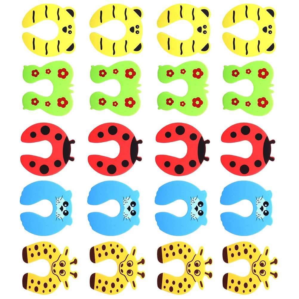 20 pçs rolha de porta protetor de dedo do bebê dos desenhos animados design animal durável macio anti-colisão suporte de porta para crianças
