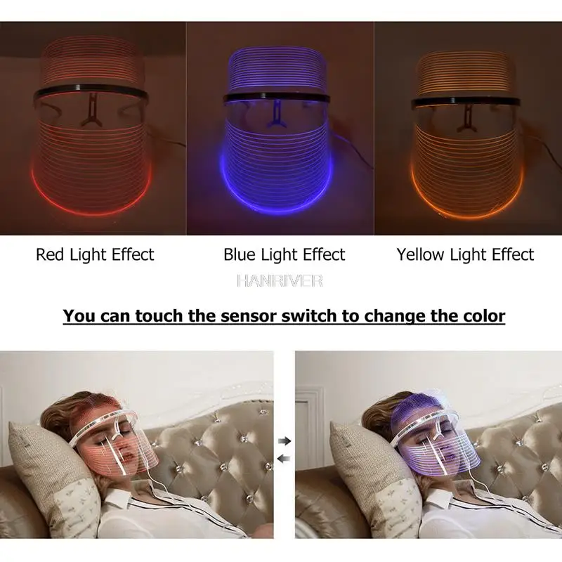 LED Photon Light Therapy Facial Mask Whitening Anti Aging Skin Tightening Rejuvenation 3 Color Photonic Skin Care Remove Wrinkle