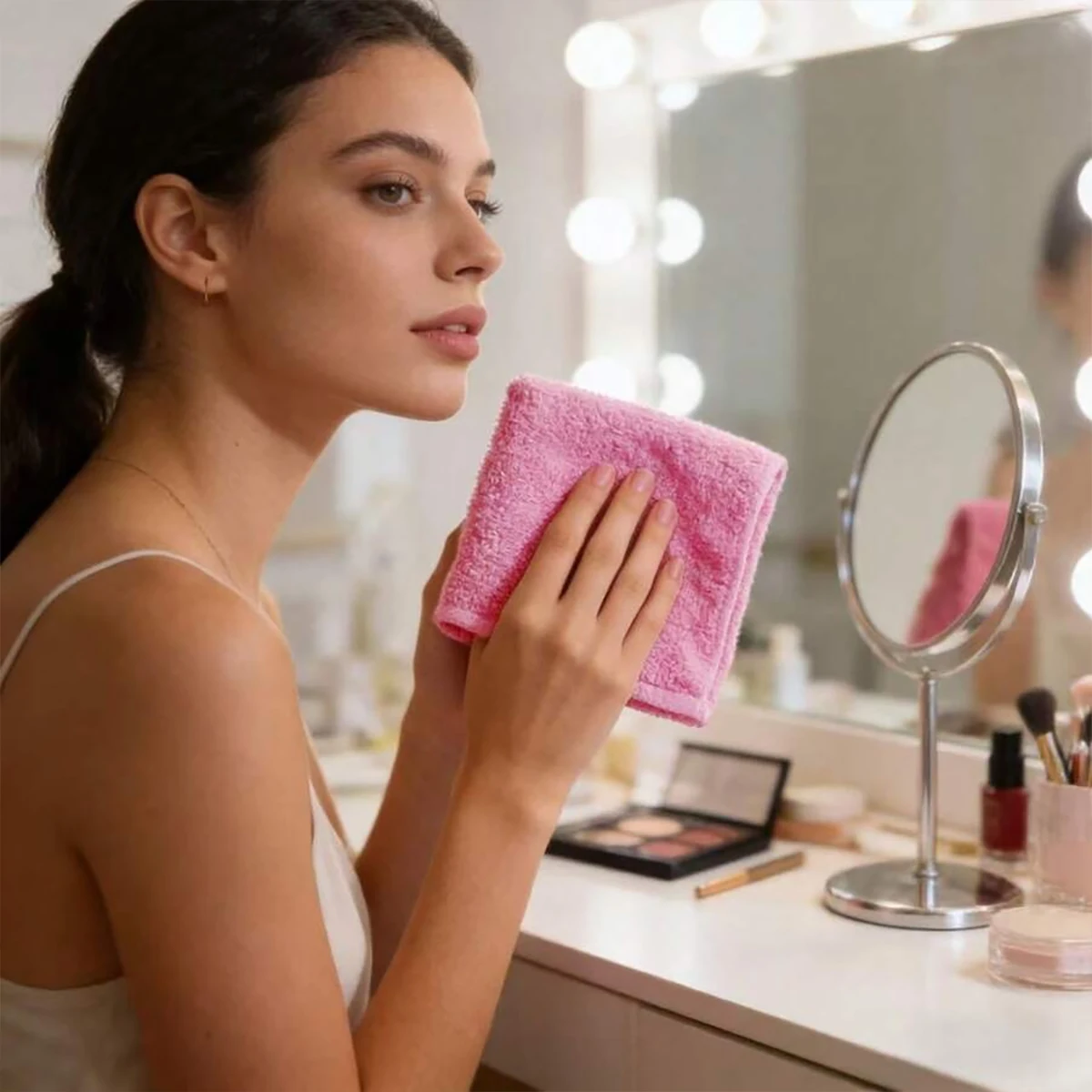 6/12-piece set of ultra-fine fiber travel makeup towels, 9.84* 9.84inch reusable makeup remover and facial cleansing soft absorbent cloth, suitable for women, SPA, facial care, weddings, holidays, wholesale gifts