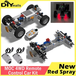 MOC Technical 4WD Four-Wheel Drive Cars Electric Remote Vehicle Model Engine Motor Differential Gear Building Block Toys Gifts