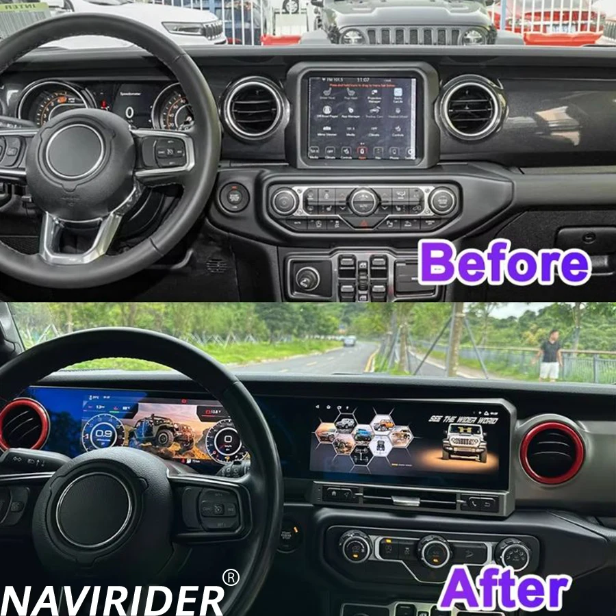 12.3+12.3inch GPS Navi Stereo For JEEP WRANGLER 2018-2022 LCD Android Qled Dual Screen Multimedia Player 4G Carplay Car Radio