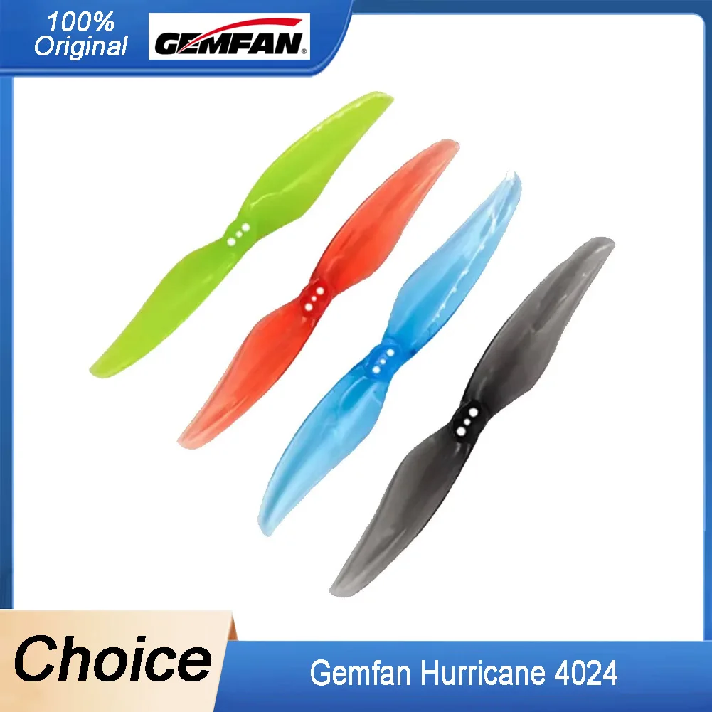 4 Pairs (8pcs) GEMFAN Hurricane 4024 2-Blade PC Props - 4x2.4", 3-Hole (1.5mm) for Mini FPV Drones