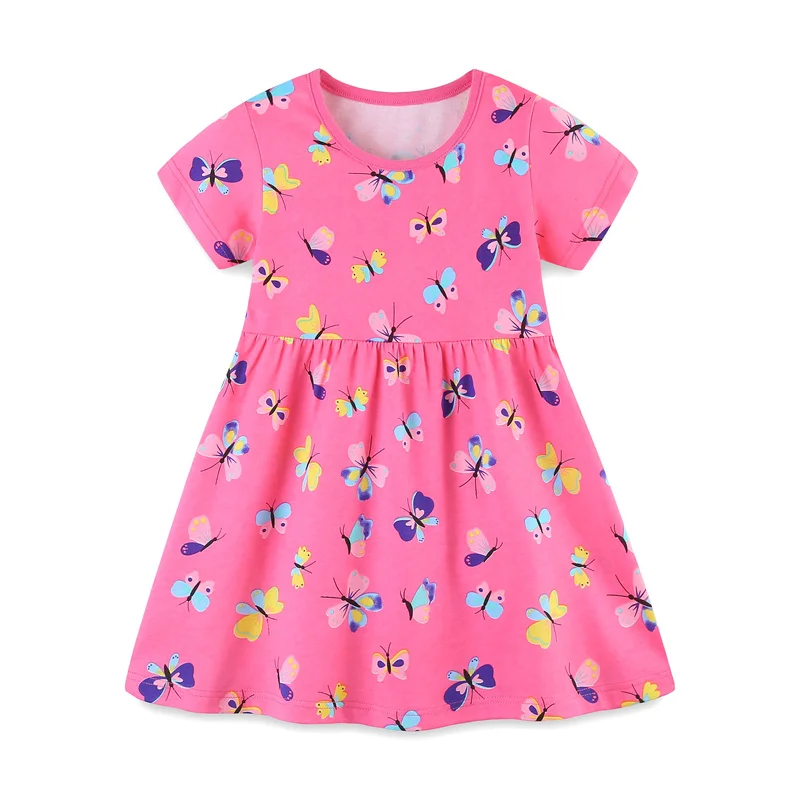

Butterfly Printed Princess Baby Clothes Summer Frocks Birthday Kids Girls Dresses Short Sleeve Short Sleeve Frocks Costume