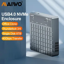 Maiwo-nvme ssdエンクロージャー、thunderbolt 4ベイと互換性、USB 4.0、40gbps、m.2 nvme、ファンオフラインクローン、type-c 4.0、ハードドライブケース