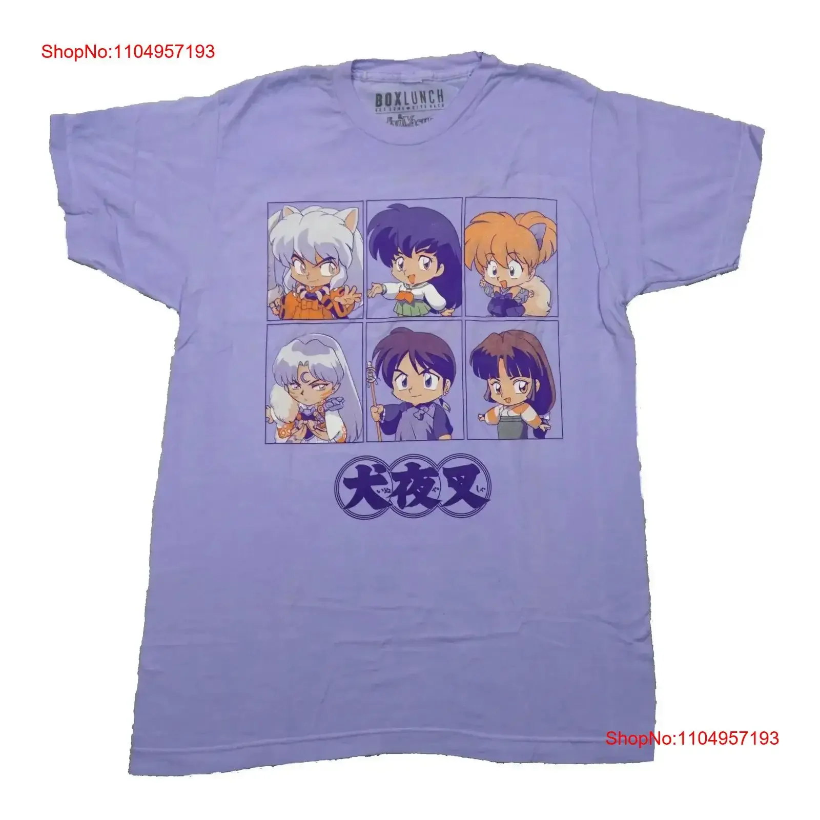 InuYasha nueva camiseta para adultos cajas de personajes de Chibi fundido principal vintage lavado versátil estirado moda streetwear Casual