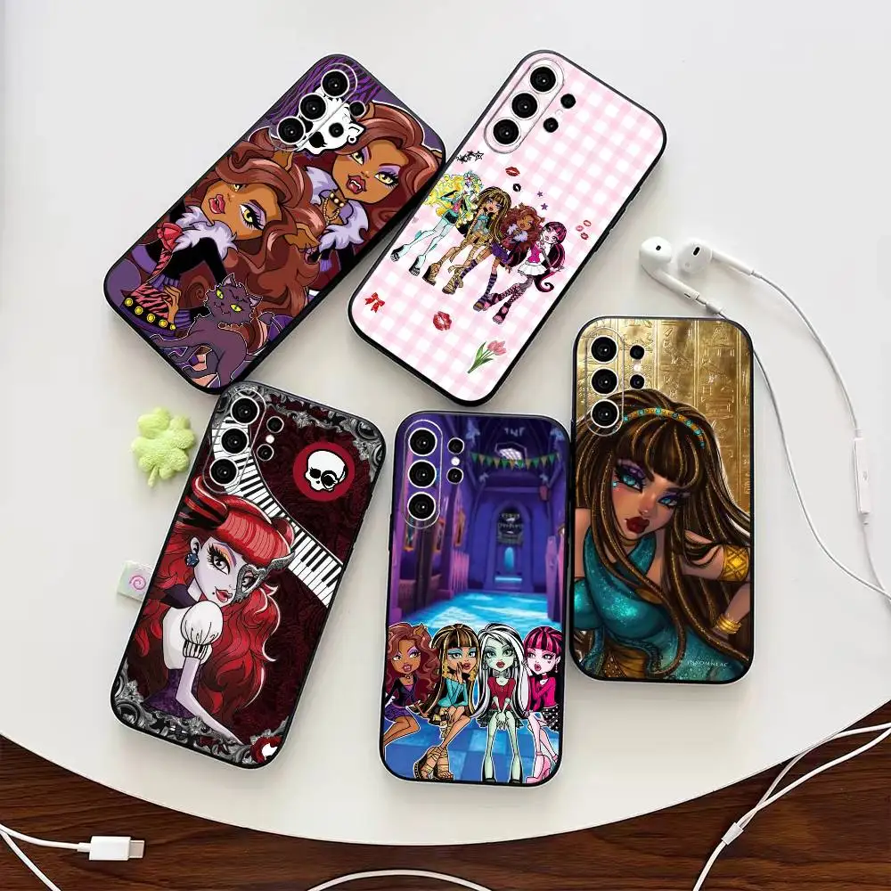 M-MonsterS Cartoon H-HighS  Phone Case For Samsung S25,S24,S21,S22,S23,S30,Ultra,S20,Plus,Fe,Note,10,9,5G Black Cover