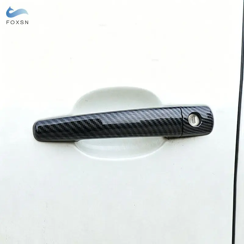 8pcs Silver / Carbon Fiber Car Exterior Door Handle Cover Trim For Peugeot 308 SW CC RCZ 2007-2013 ABS Styling Accessories