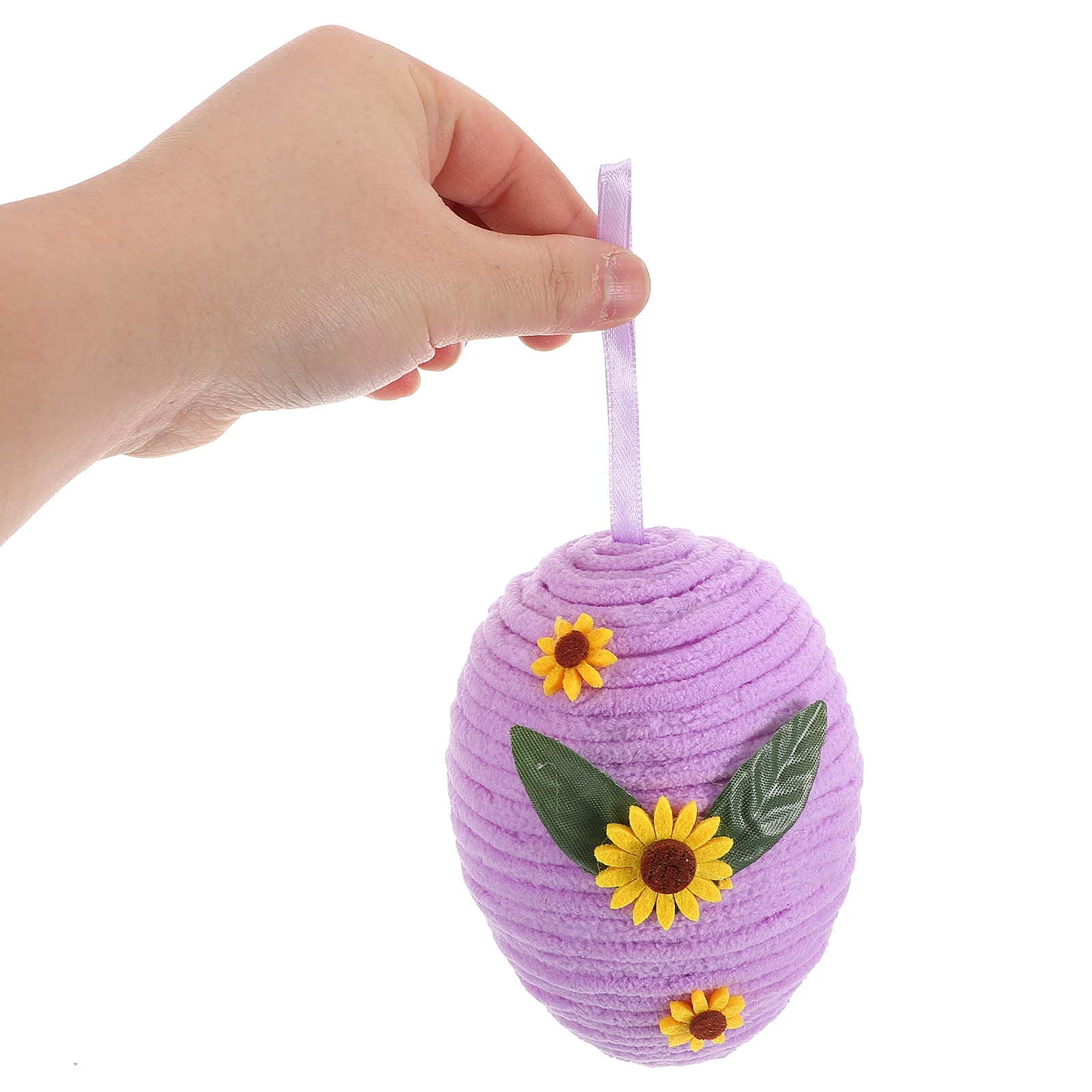 

2 Pcs Simulated Egg Decorations Easter Artwork Fake Eggs Polyester Realistic Ornaments Easter Decorations DIY Woven Design