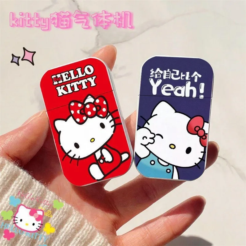 Hello Kitty Cute Pink Flame Cigarette Lighter Kuromi My melody Pochacco Gas Clear Lighter Creative Windproof Sanrio Lighter