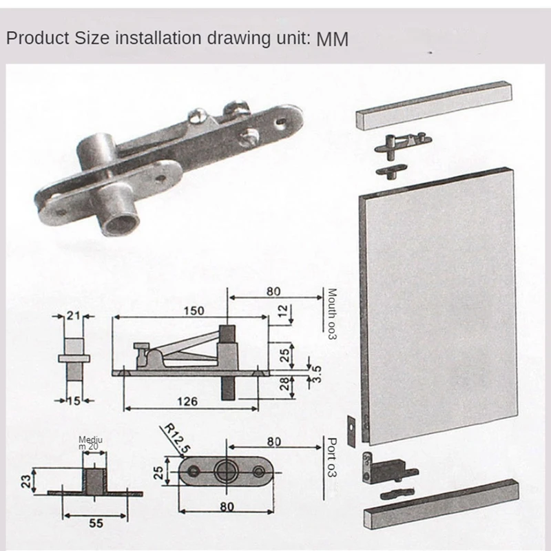 90 Degree Positioning Spindle Silver Stainless Steel Inside And Outside Hinge Hinge  Door Swivel Hinge