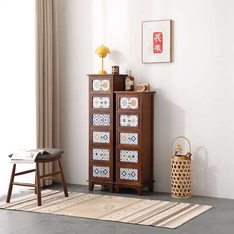 ‌Solid Wood 5 Drawer Chest - Compact Corner Cabinet | Narrow Bedroom Dresser, Entryway Nightstand Assembly Free