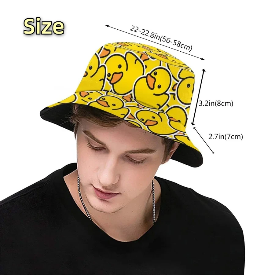 Y2K Reversible Yellow Duck Bucket Hat for Men Women Summer Beach Sun Hat Bob Panama Girls  Foldable Travel Outdoor Fisherman Hat