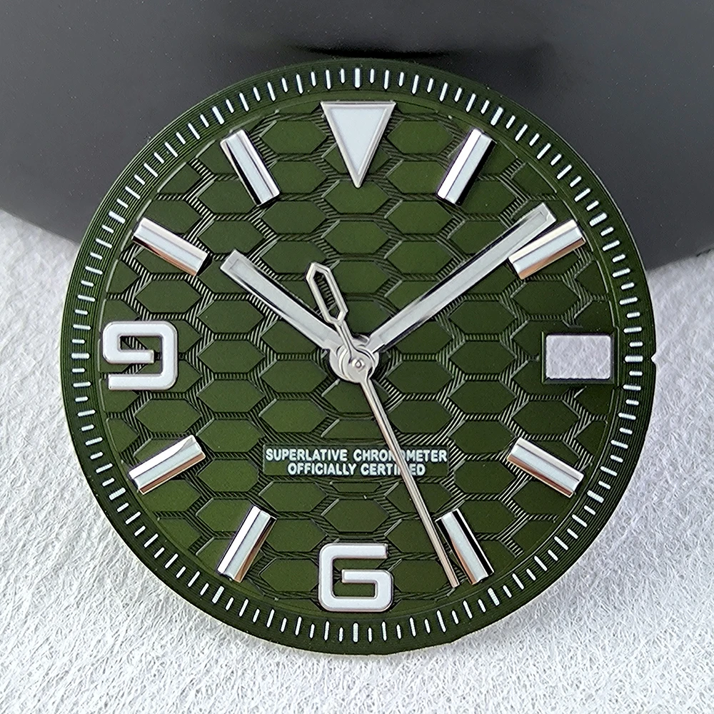 NH35 الطلب 28.5 مللي متر لاند إنفوي العسل نمط الطلب الأزرق مضيئة شعار مخصص ساعة رجالي تعديل NH35 Movt ساعة اكسسوارات