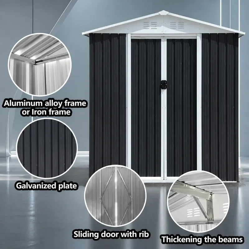 Outdoor Metal Storage Shed Simple Garden Tool House Courtyard Utility Room Iron Structure for Backyard Organization