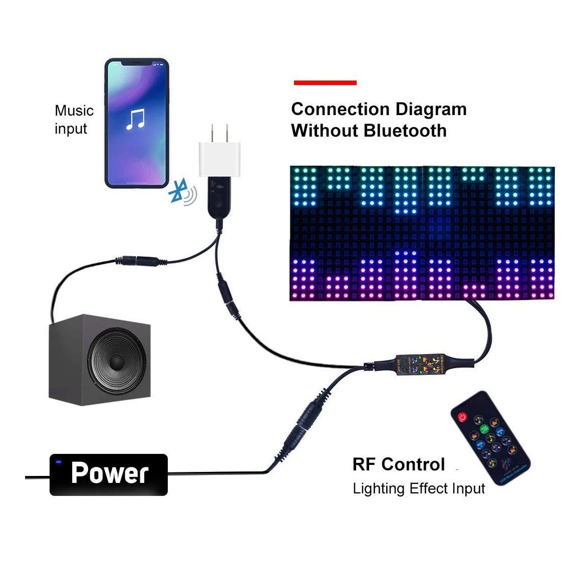 WS2812B WS2811 1903 3 Pin LED Strip/Matrix Panel Bluetooth Music Dream Color CSY07 Controller 13 Keys RF Remote Built-In Mic/AUX