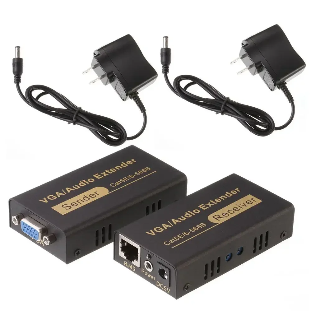 VGA UTP Extender VGA AV Extender Repeater With Audio By Cat5e/6 Cable Up to 100M With Audio Power Adapter