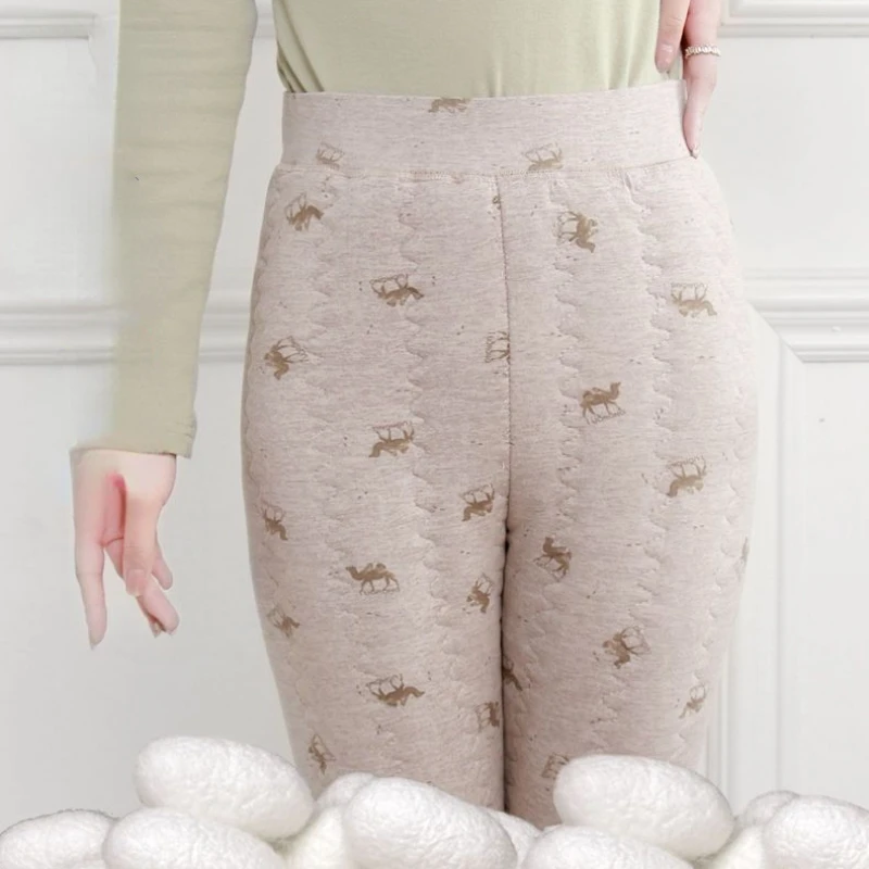 Zimowe plus aksamitne legginsy dla kobiet wysokiej talii nadruki w stylu vintage stylowe damskie ubrania wewnętrzne zagęścić legginsy termiczne Slim na wszystkie mecze