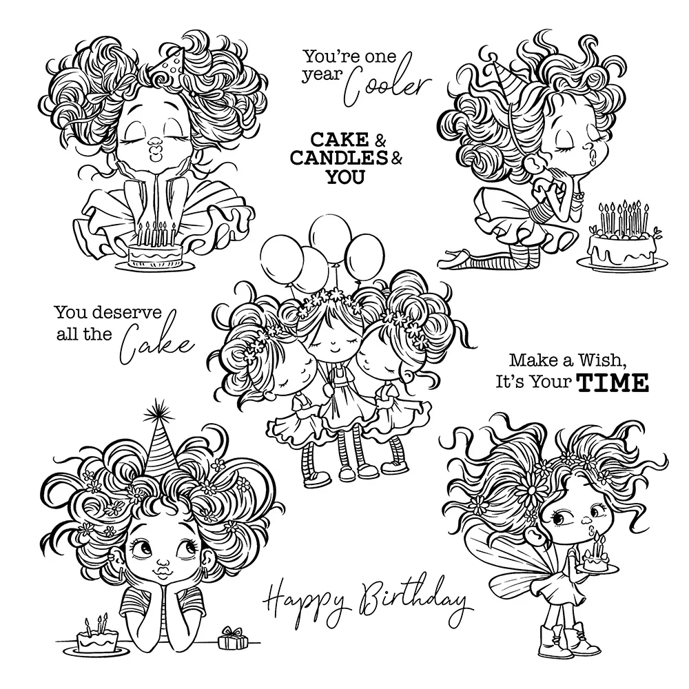 Mangocraft Happy Birthday Cake Little Girls Clear Stamp DIY Scrapbooking Supplies Silicone Stamp For Card Making Albums Crafts