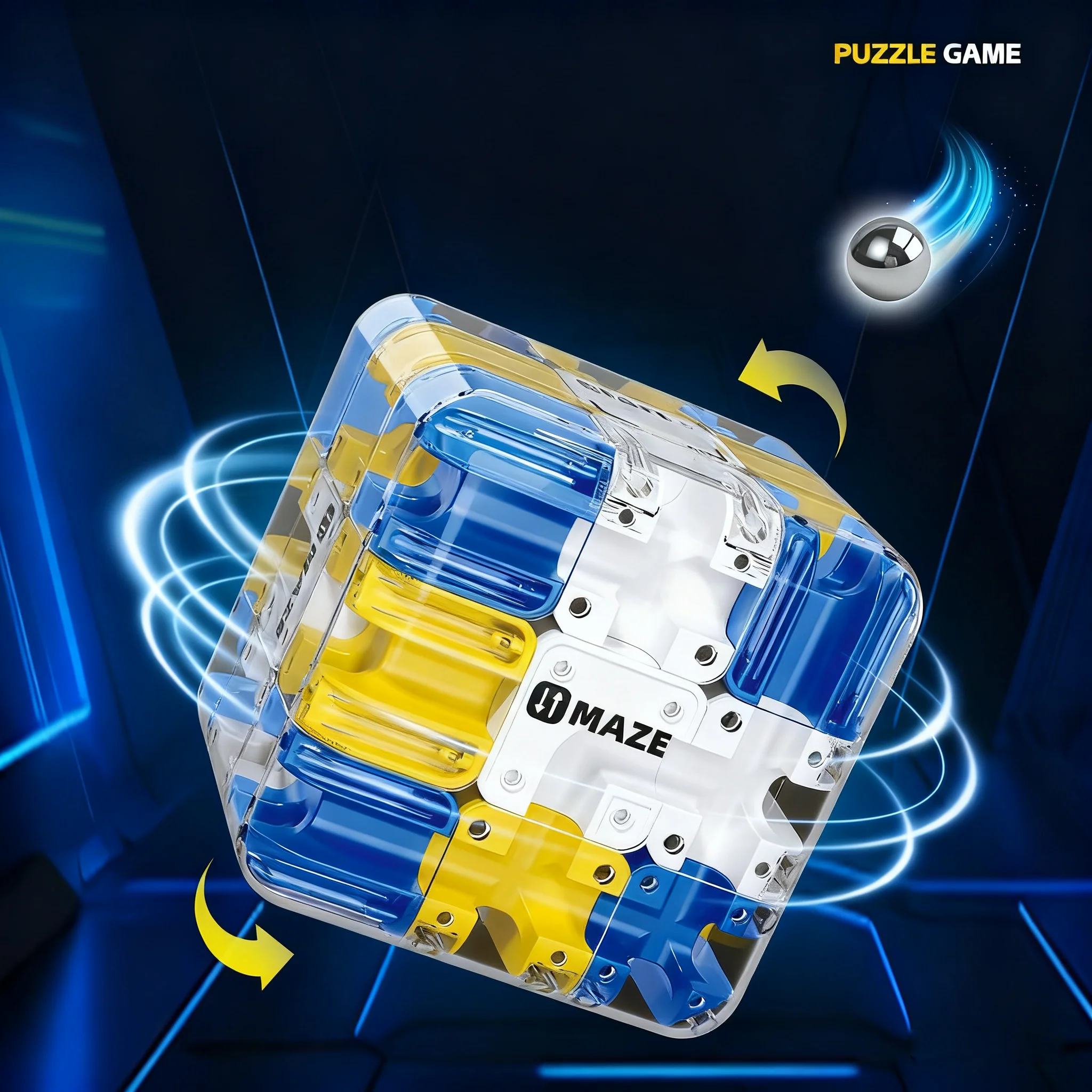 Puzzle 3D Cubo magico con rotolamento a sfera Labirinto per bambini Giocattolo agitato Pensiero logico Sollievo dallo stress Regalo di compleanno educativo