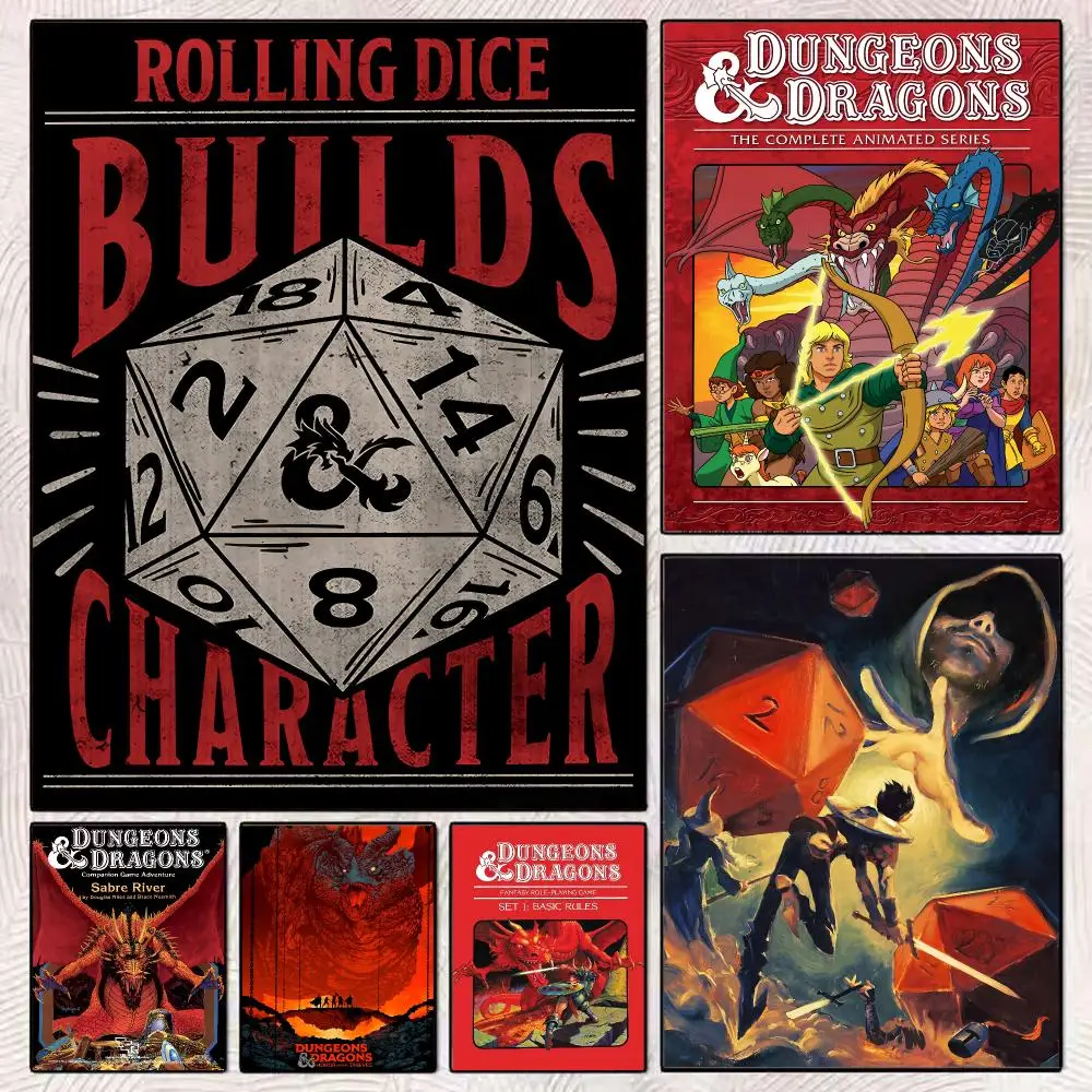 Games D-Dungeons and Dragons Painting Calligraphy Frameless Canvas Poster Anti-wrinkle Wall Art Perfect for Room Home Decor