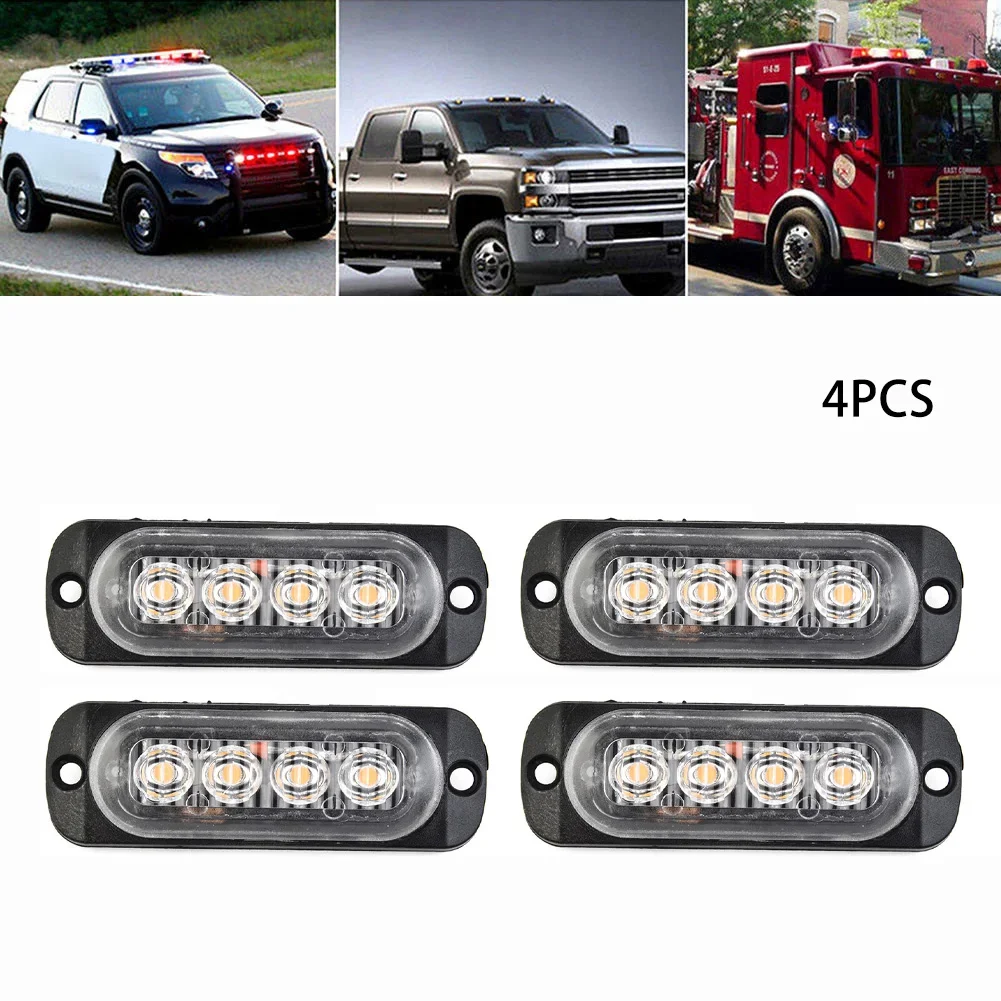 4Pcs 12V-24V Universal Car Rear White Fog 4 Led Lamp Light For Truck Car Van Bus Cab LED Urgent Light Car Auto Accessories