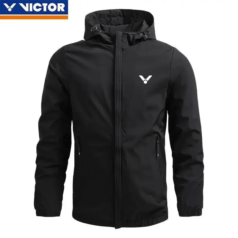 Victor 2024 New Men's Jacket Fashionable and Simple White Outdoor Mountaineering Windproof Waterproof Hooded Jacket