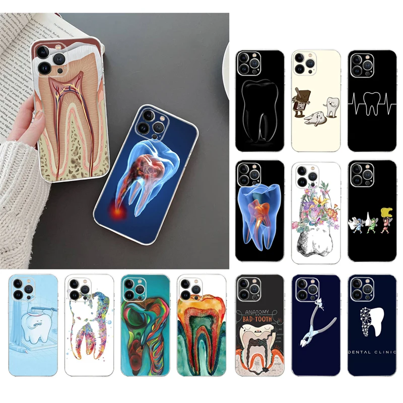 Phone Case For iPhone 16 15 14 Pro Max 16 15 14 13 12 11 Pro 16 15 14 Plus SE Tooth Dentist Dental Case Funda Capa Cell