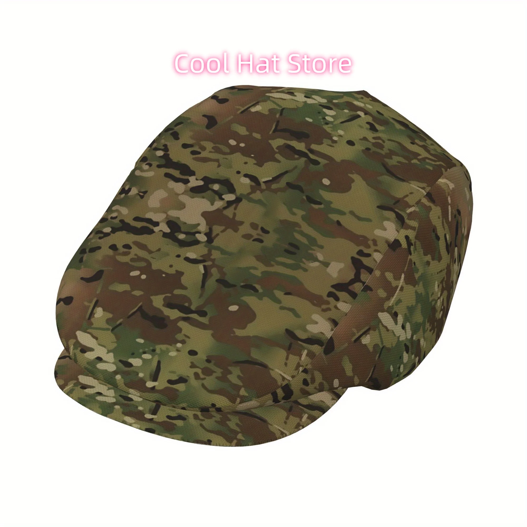 Full-width printing Military Camouflage Men and Women Flat Cap Adjustable Newsboy Cap Beret Ivy Cap Cabbie Flat Hat Irish hat Fi