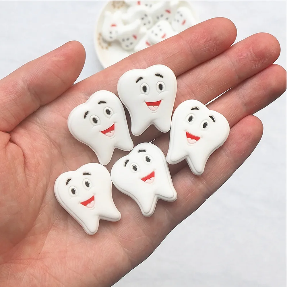 

Chenkai 50 шт. силиконовые зубные бусины для ручки из бисера, силиконовые подвески для ручки, брелок, ожерелье, аксессуары для изготовления сосок