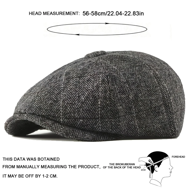 Retro Newsboy Caps Men British Painters Hats Spring Autumn Berets Herringbone Grid with Red Line Flat Cap Hip Hop Berets