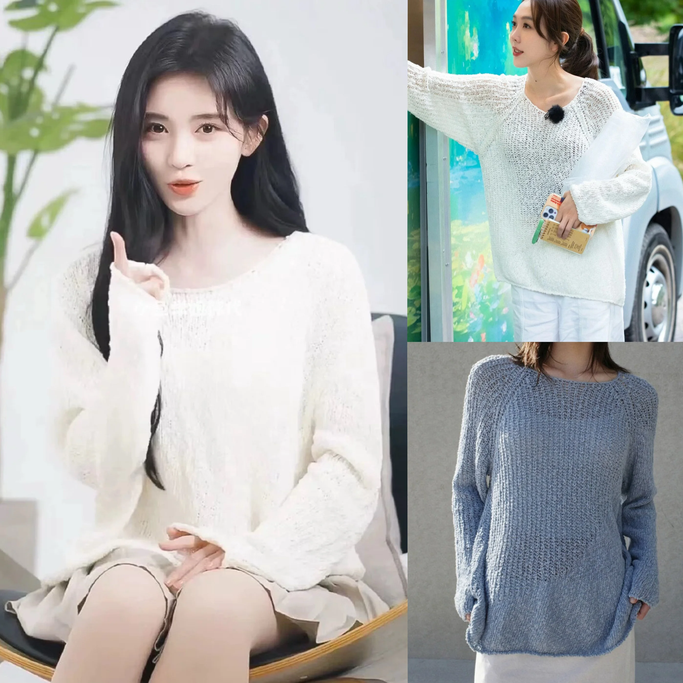 

Loose Long Sve Knitted Sweater Hollow out Lazy Sle Qiu Jing Jiang Yan Lowclassic2025 Autumn Commute Sle Pure Color