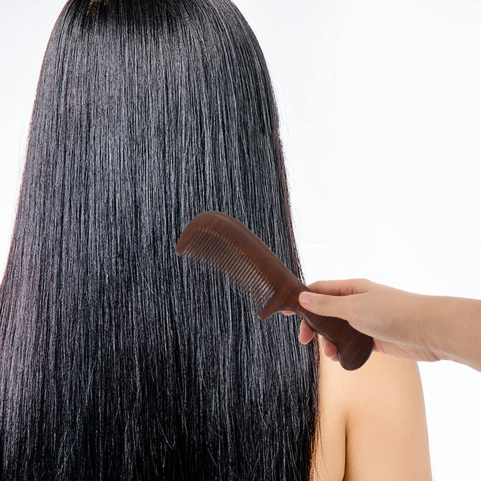 

Handmade Rosewood Comb Ergonomic Double Curved Handle Fine Wide Tooth for Women Hair Care Scalp Massage Chinese Style Wood