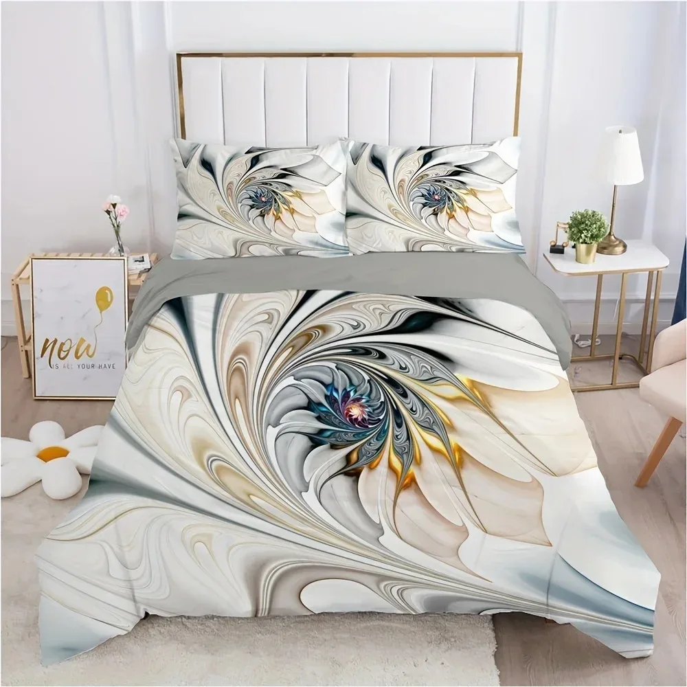 

3D Psychedelic Floral Duvet Cover Set Abstract Flower Print Bedding for and Bedroom Decor Includes Duvet Cover and Pillowcases