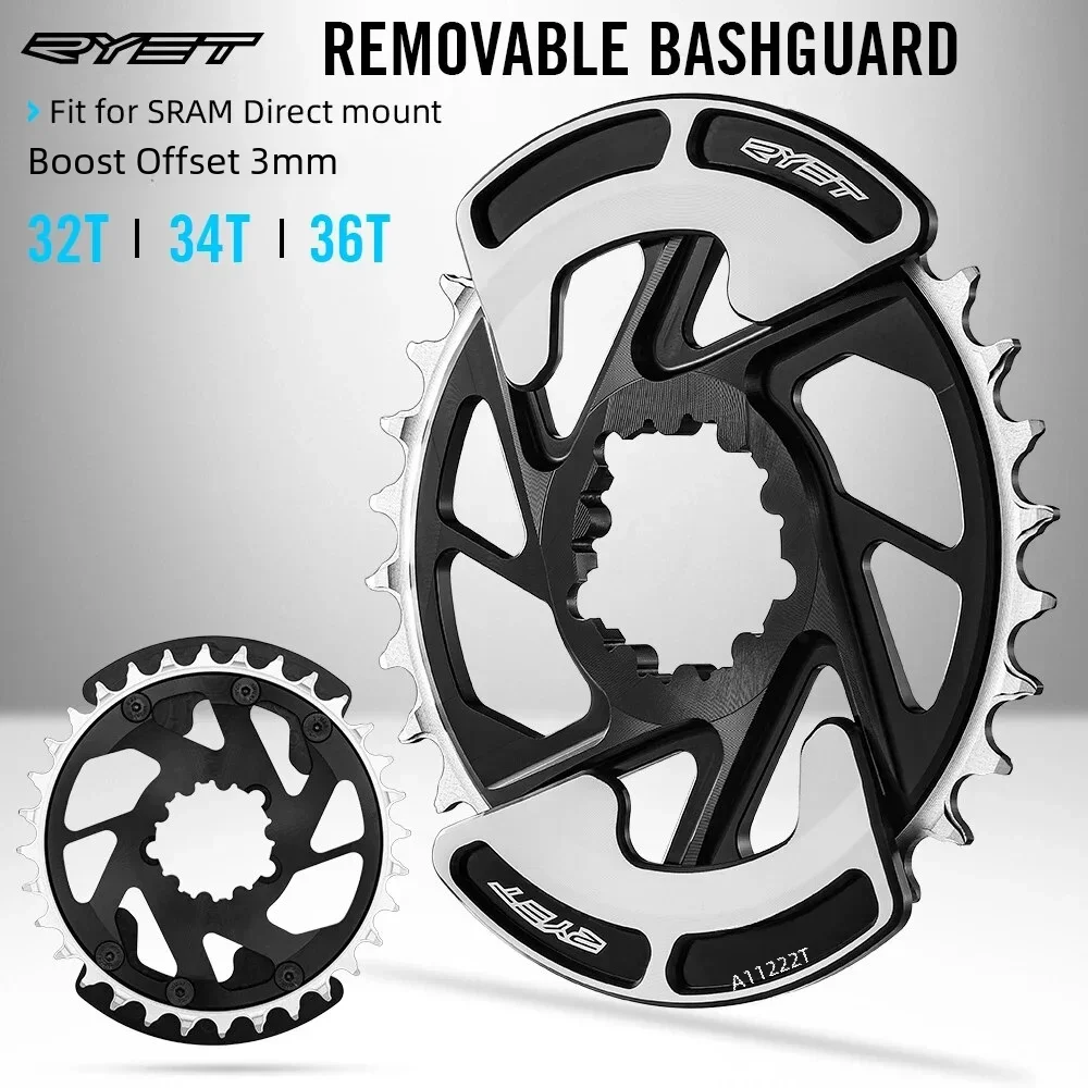 Fit for Sram Direct Mount Chainring 32T/34T/36T Boost Chainring with RYET Chain Wheel Removable Bashguard Narrow-Wide Offset 3mm