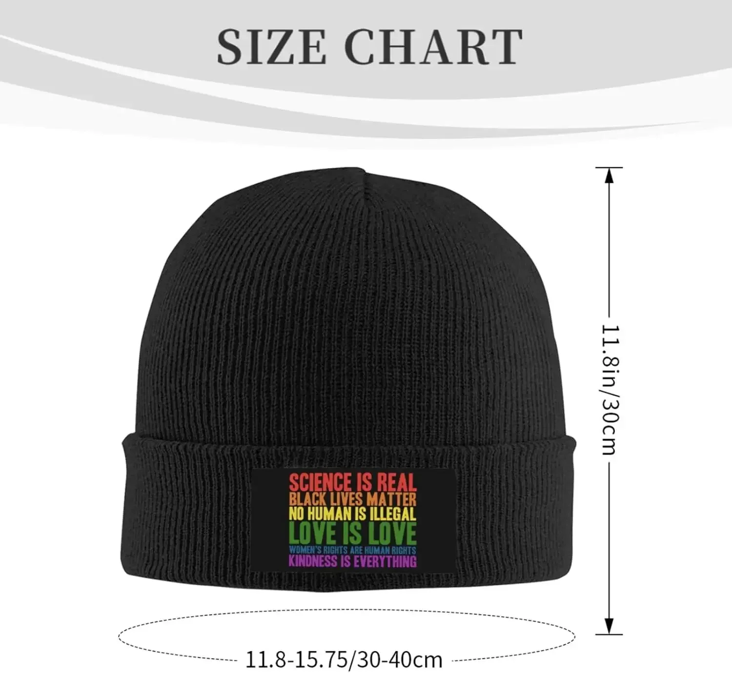 Rainbow Science is Real Black Lives Matter Equality Pride Beanie Hat for Women Men Winter Hat Cuffed Knit Skull Cap