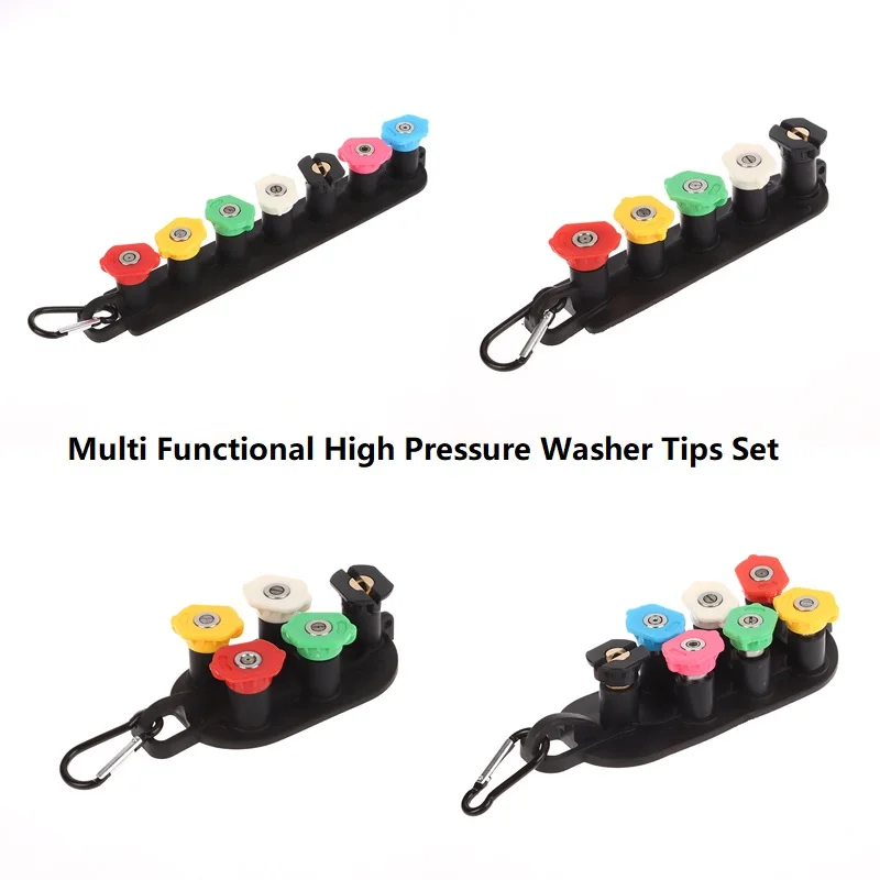 New Multi Functional High Pressure Washer Tips Set With Nozzle Holder 5/7 Nozzle Tips 1/4 Inch Quick Connector DIY Accessories