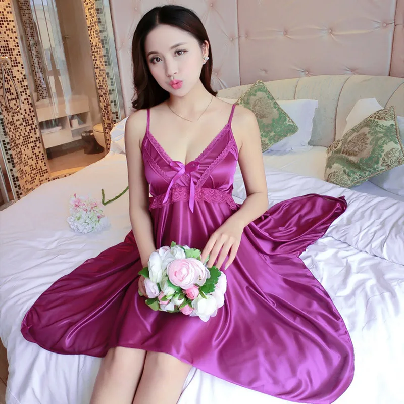 

Женская пижама, мягкая женская шелковая одежда для сна, летняя женская розовая ночная рубашка для женщин, Атласные Рубашки для сна для женщин