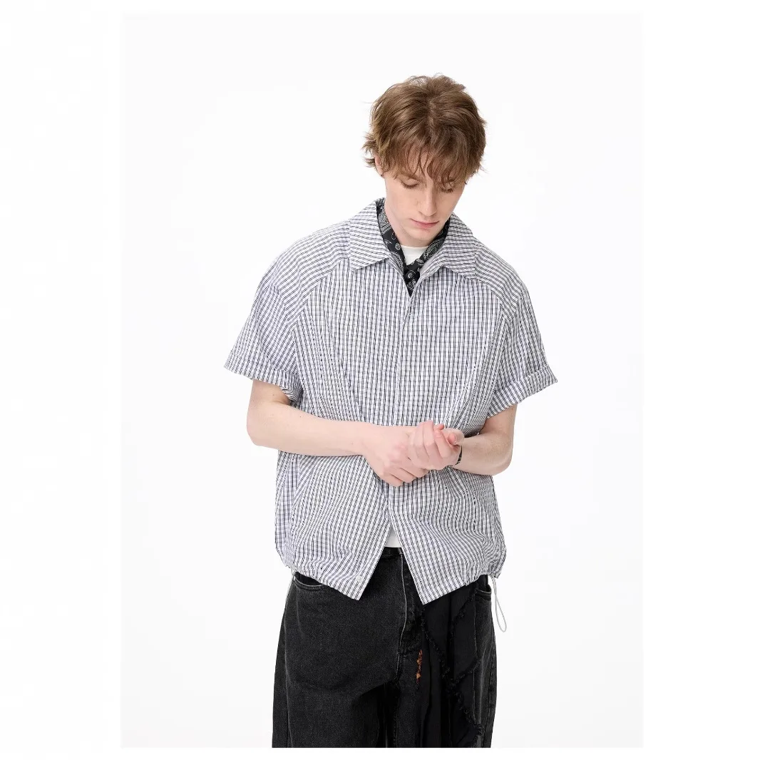 2026 New Japanese Style Loose Plaid Short Sleeve Shirt Unisex Retro Casual Cotton Half Sleeve Blouse Street Trendy Youth Tops