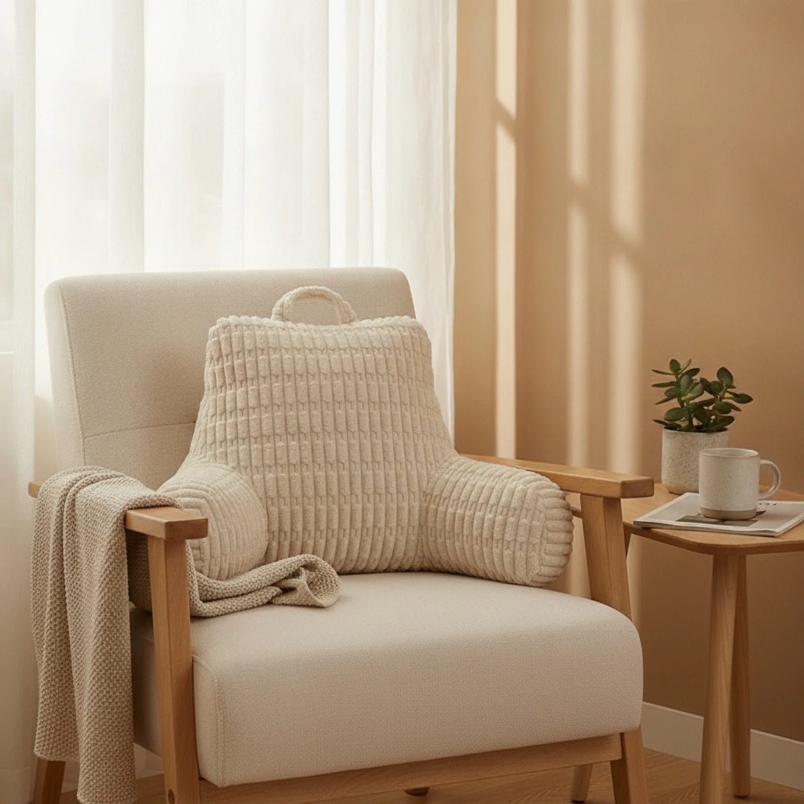 Reading Pillow with Handle Soft Reading Pillow Cushion Portable Lounging Support Comfortable for Readers, Sofa