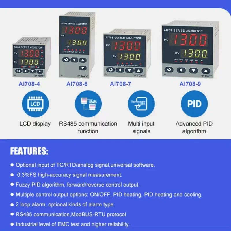 Controlador de temperatura de pantalla de tubo digital grande con algoritmo PID dual industrial de alta precisión