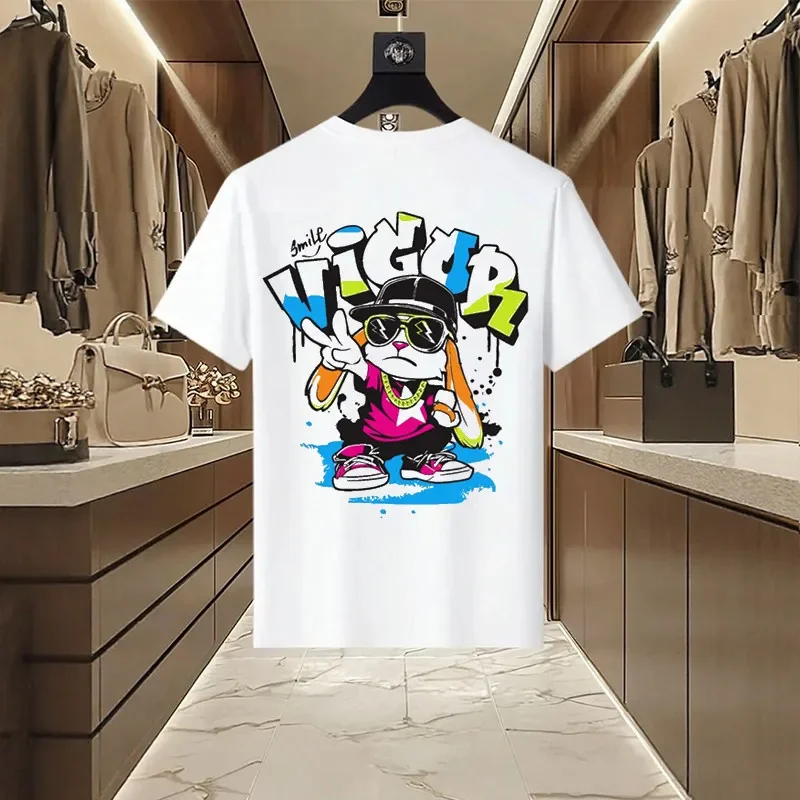 Trendy Brand Streetwear White T-Shirt Short Sleeve Heavyweight Cotton Loose Fit for Teenagers Casual Comfortable Shirt