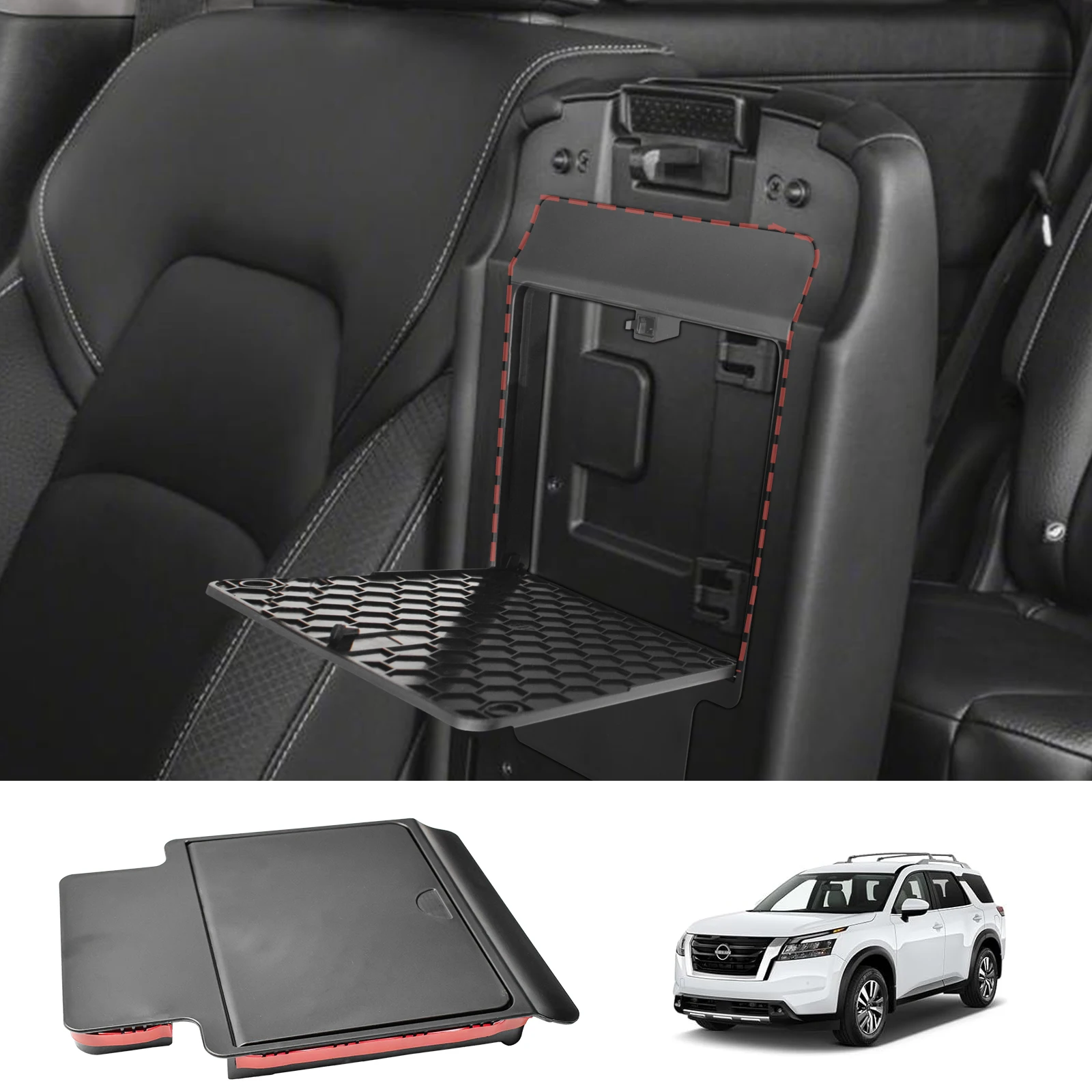 

For 2022 2023 2024 Nissan Pathfinder Center Console Organizer Hidden Box Armrest Storage Car Tray Box ABS Accessories Storage