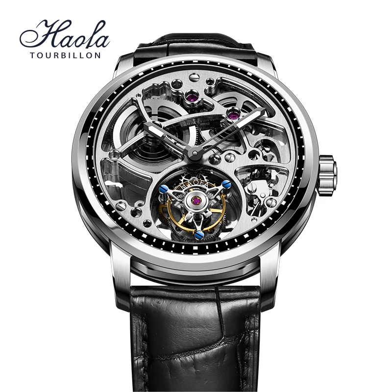 Haofa Automatic Tourbillon Mechanical Watches for Men Sapphire Hollow Movement Mens Watch Luxury Business Casual Wristwatch 1931