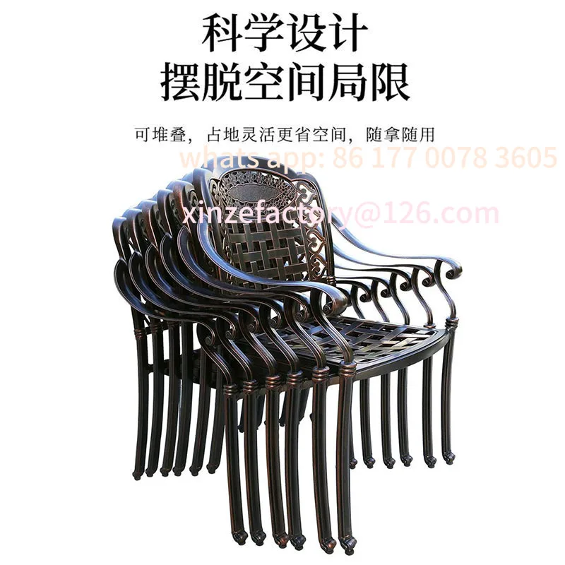 

Customizable cast aluminum barbecue table yard garden terrace cafe outdoor wrought iron leisure furniture combination