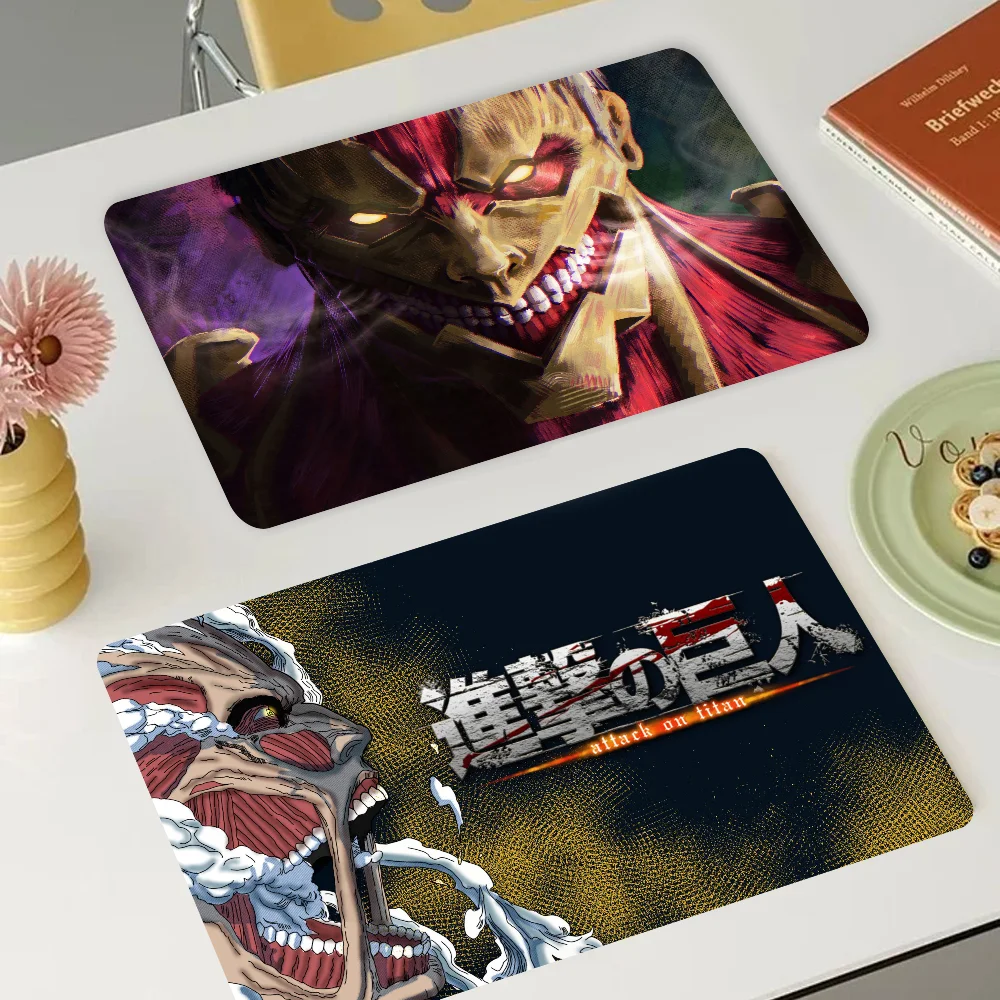 A-Attack On T-Titan Kitchen Tableware Dish Drying Mats Desk Drain Pad Heat Resistant Counter Top Mat Non-slip Draining Placemat