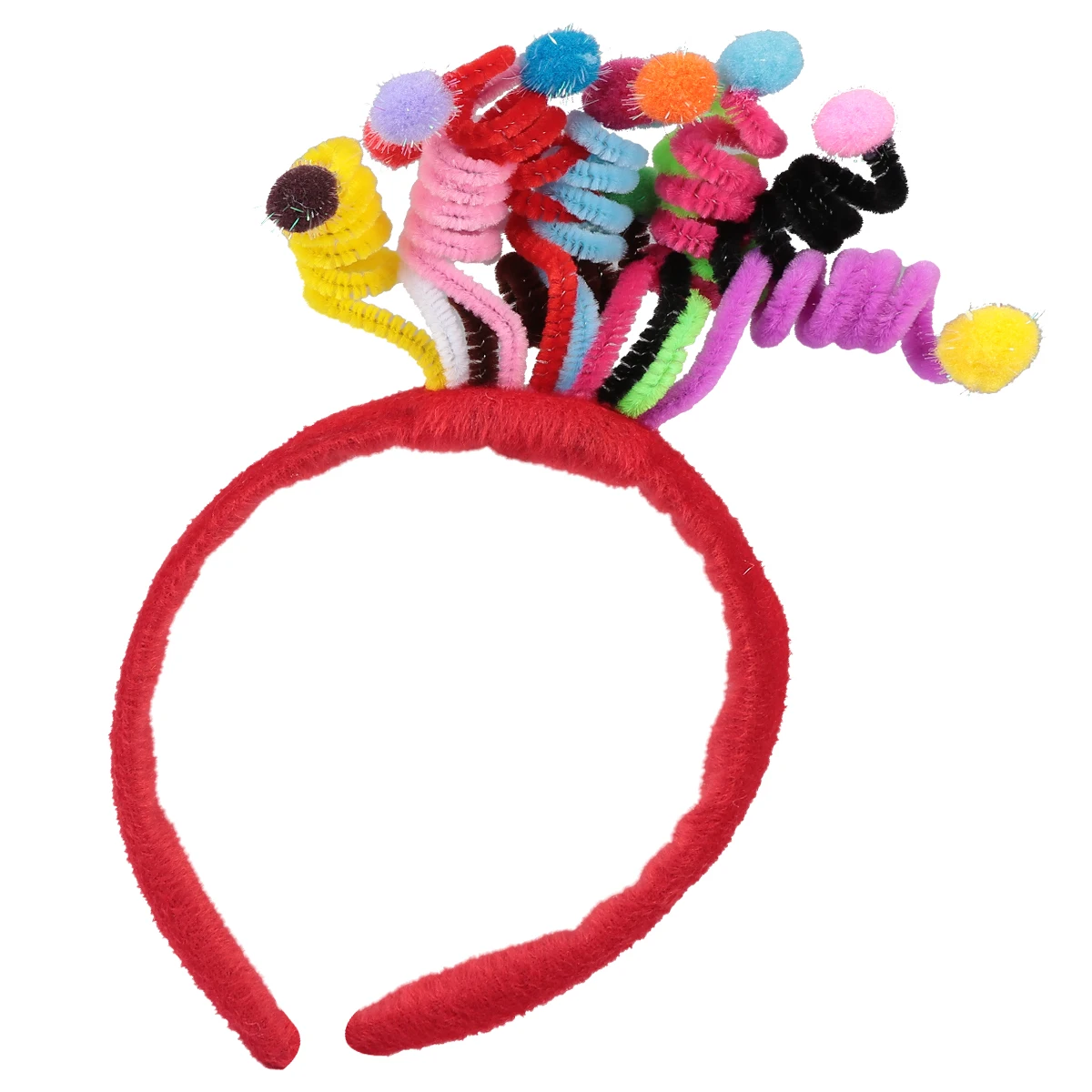 

1 pc Delicate Design Spring Hair Hoop Colorful Ball Headband Carnival Party Hair Accessories Selfie Prop Fabric Clasp