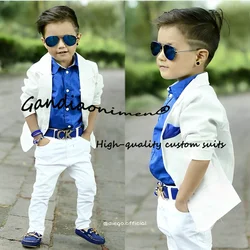 Summer Boys Suit 2 Piece Fashion Jacket Pants Casual Blazer for Kids Wedding Tuxedo Child Tailored Clothes