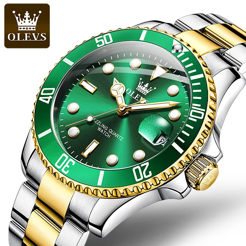 OLEVS Mens Quartz Watches Top Brand Luxury Business Waterproof Luminous Large Dial Men Wristwatches Sports Stainless Steel Watch