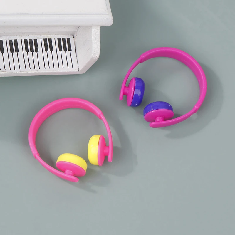 5pcs Mini Headphones Model DIY Sunglasses Straw Hat Scarf Jewelry Accessories Decoration Kids Play Pretend Toys Gifts
